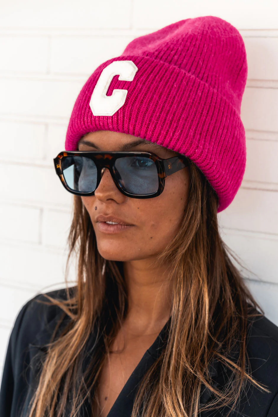Bonnet C fuchsia blanc - Image 2