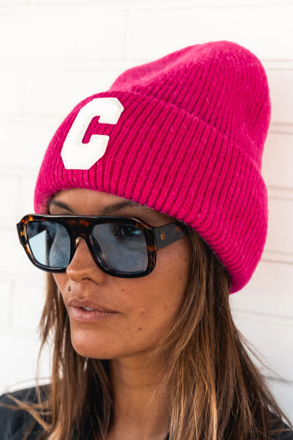 Bonnet C fuchsia blanc - Image 4