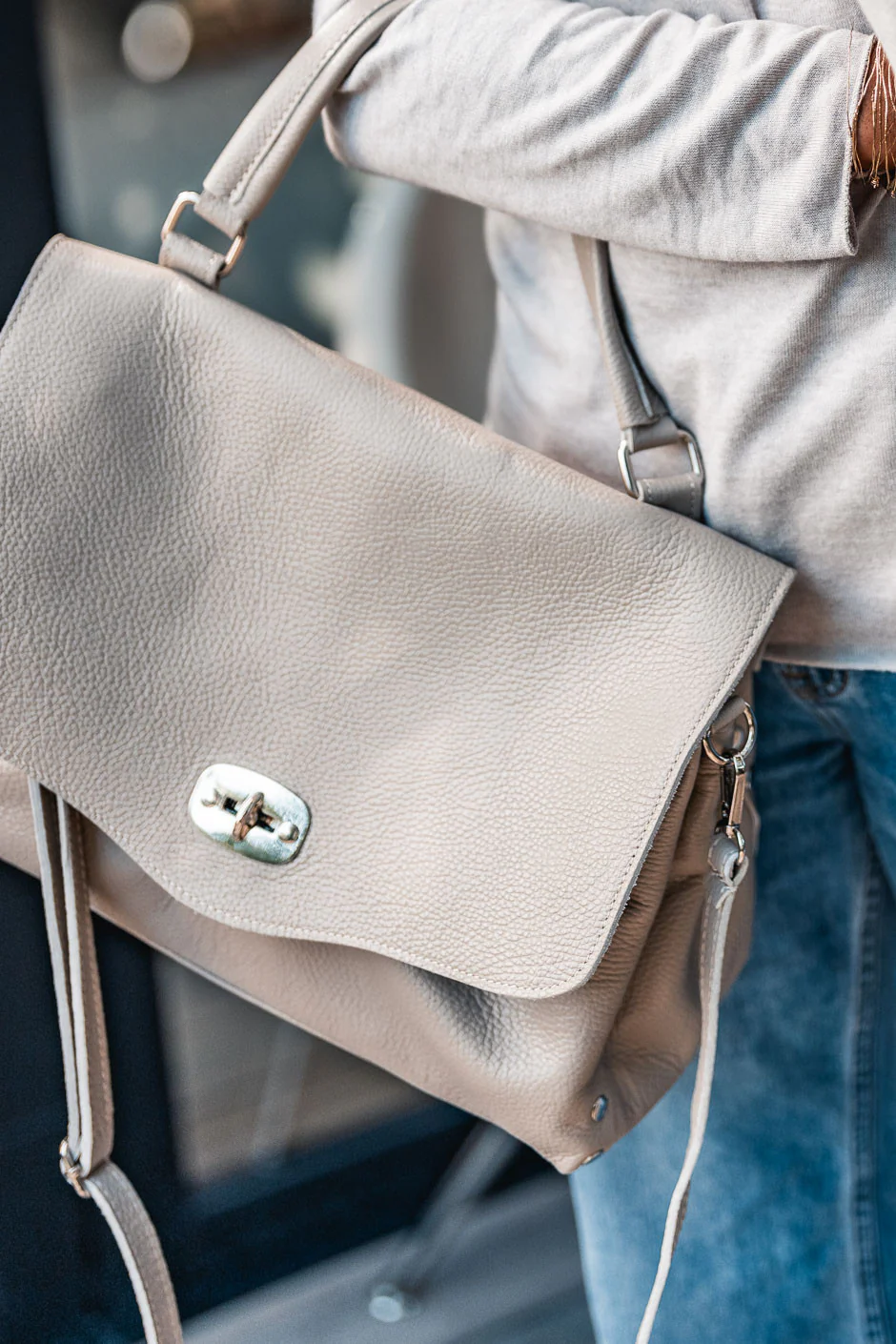 SAC LOUNYA CUIR BEIGE - Image 9