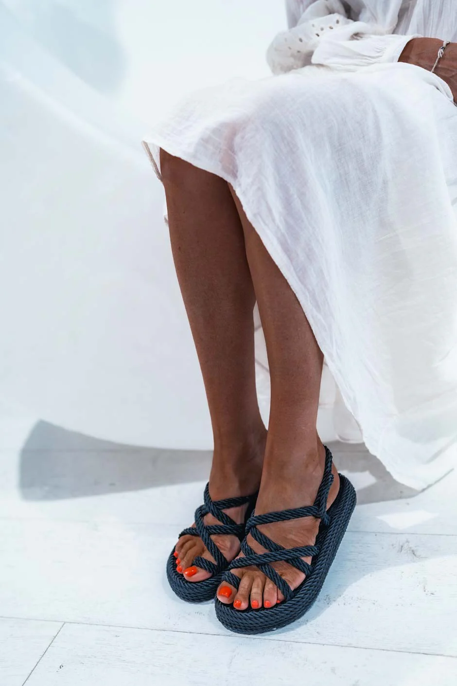 SANDALES GRUNGEMAMA KALVY CORDe noir