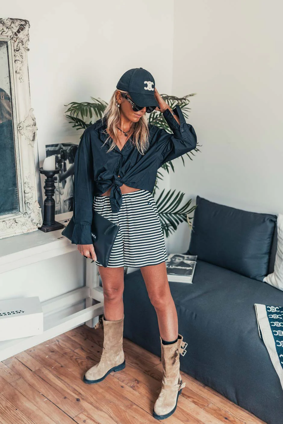Short Grungemama Stripe noir-blanc