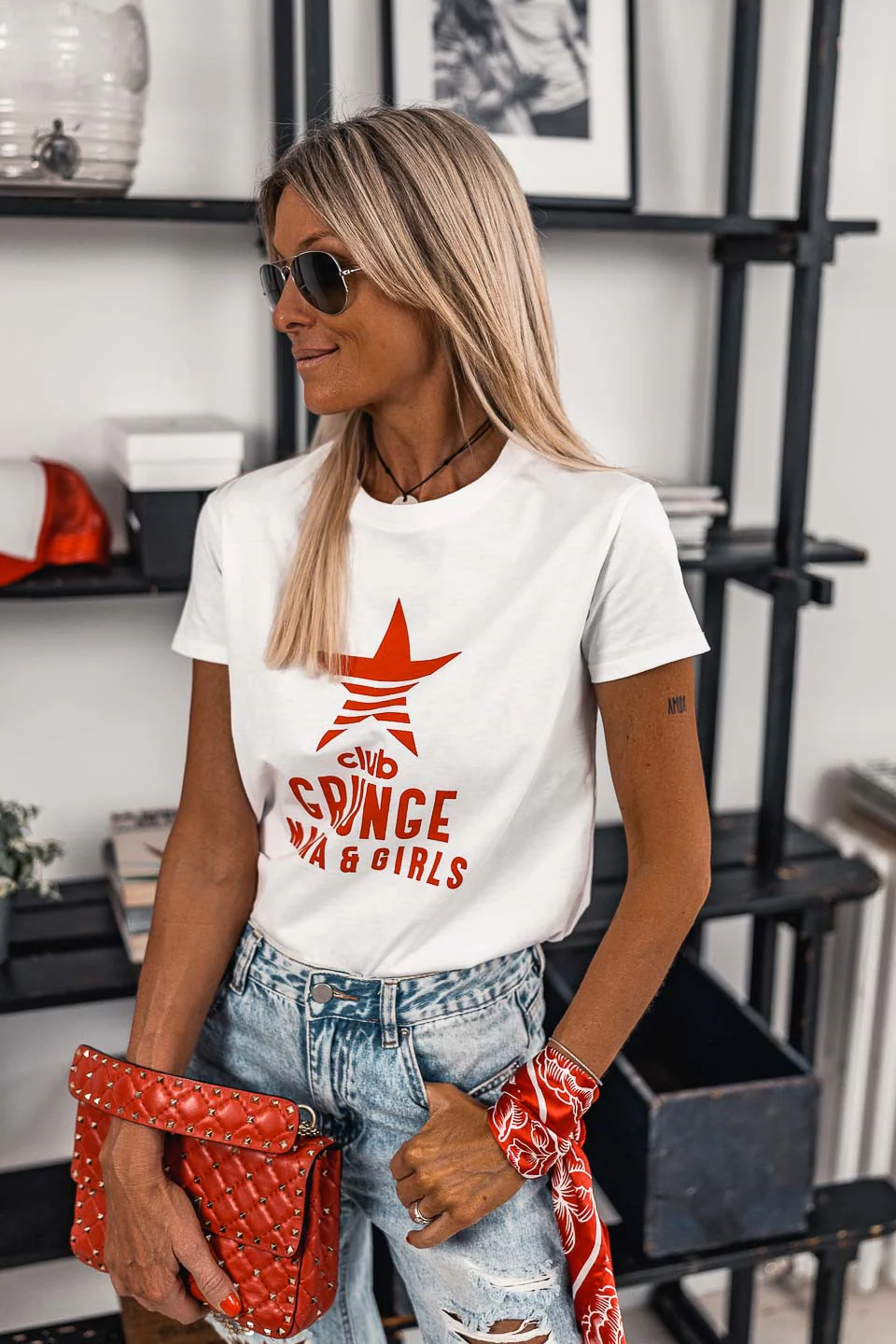 T-SHIRT GRUNGEMAMA GRUNGE CLUBblanc/ rouge - Image 2