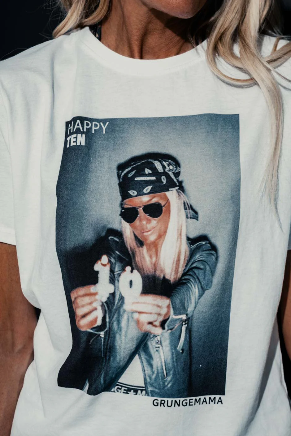 T-shirt ANNIVERSAIRE GRUNGEMAMA HAPPY BLANC - Image 4