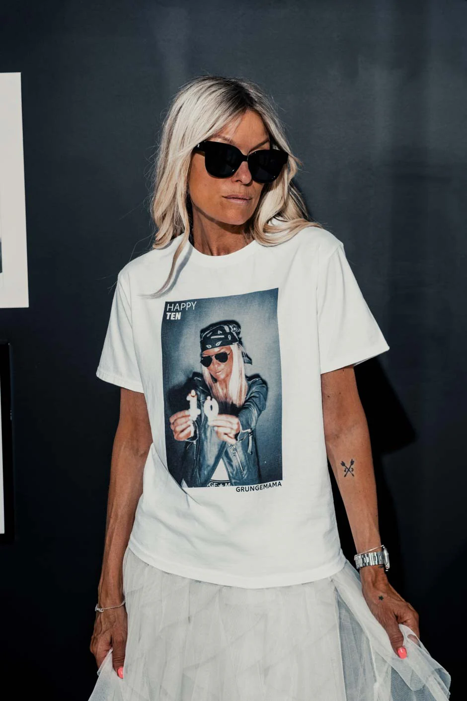 T-shirt ANNIVERSAIRE GRUNGEMAMA HAPPY BLANC - Image 5