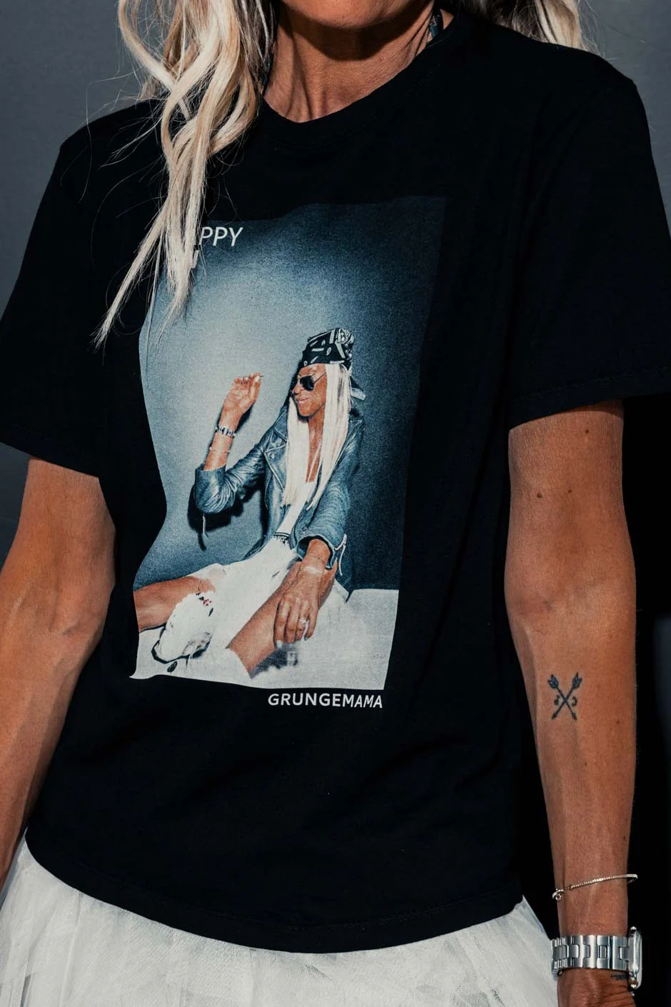 T-shirt ANNIVERSAIRE GRUNGEMAMA HAPPY NOIR - Image 2