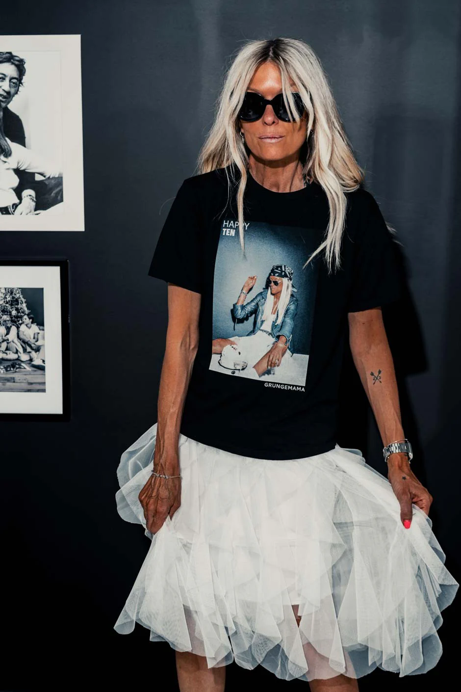 T-shirt ANNIVERSAIRE GRUNGEMAMA HAPPY NOIR - Image 4