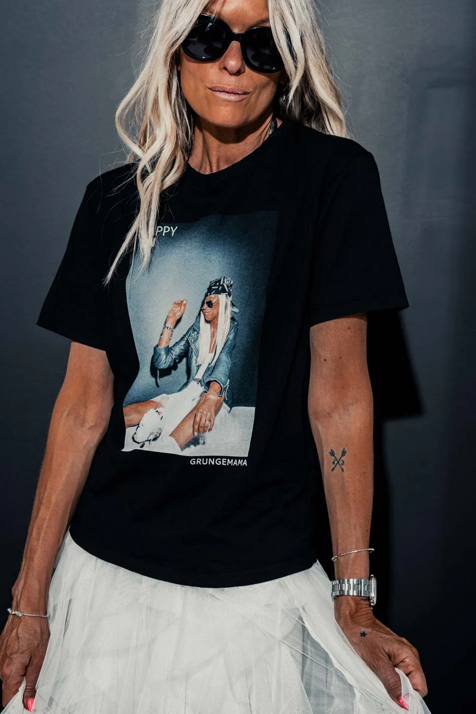 T-shirt ANNIVERSAIRE GRUNGEMAMA HAPPY NOIR - Image 6