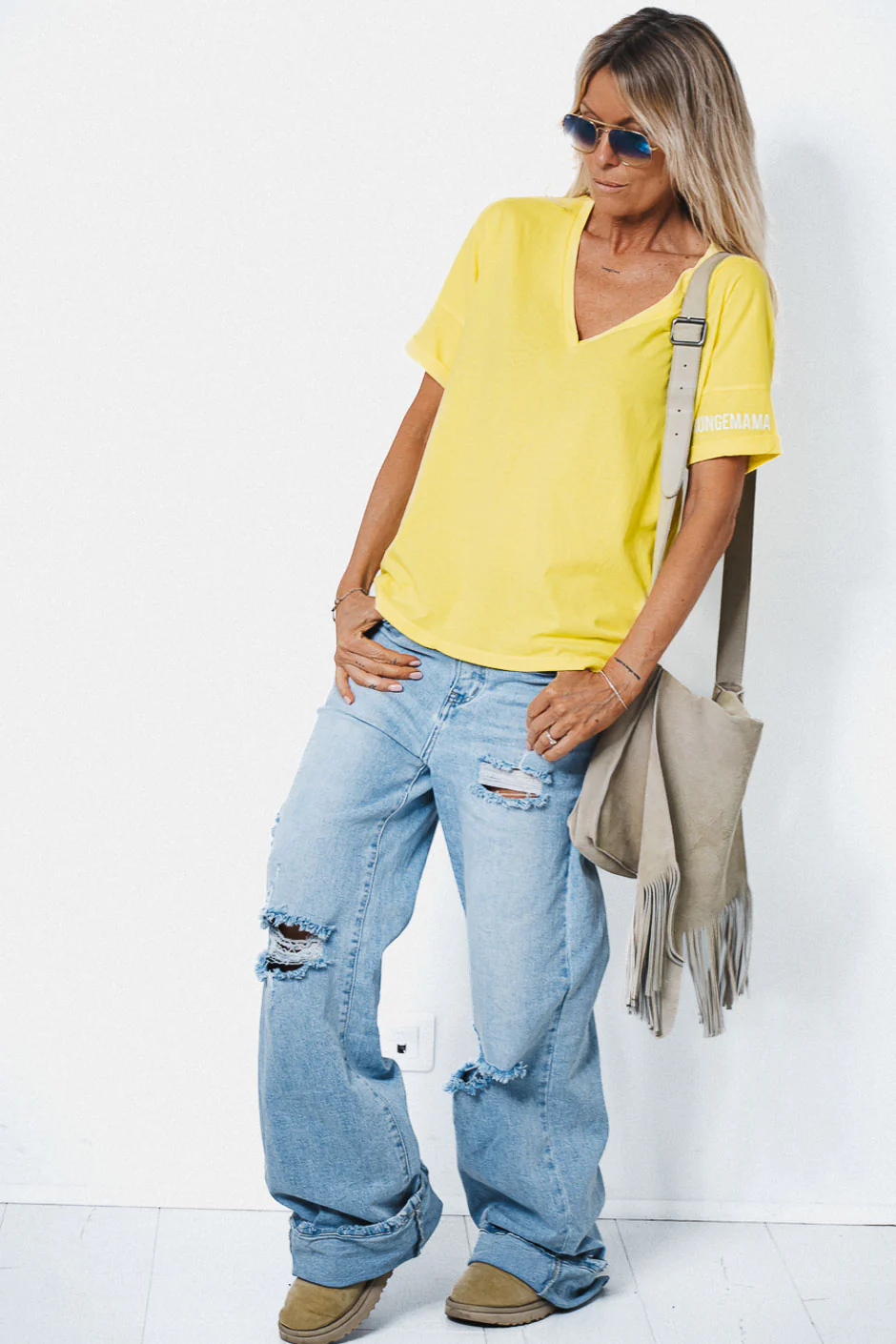 T-SHIRT MUMS ADDICT JAUNE